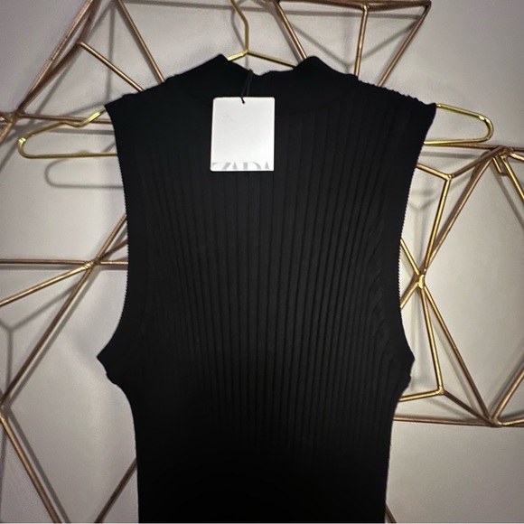 Zara Black Sleeveless Ribbed Maxi Dress - Picture 2 of 4